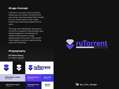 ruTorrent Logo 2020 app case study design practice download freelance design illustration logo minimal seeds streaming app torrent typography ui