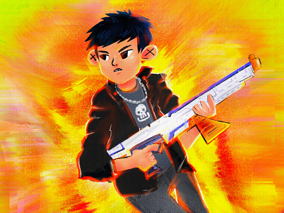 Nerfwarr bomb boy character concept design explosion gun illustration nerf