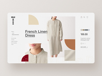 Muji website art branding clean clothes color dailyui design earthy ecommerce fashion interface minimal product page retail shop simple ui web website website design