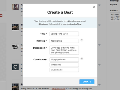 Guided "Create a Beat" modal beatstrap dialog form guided help modal tooltip