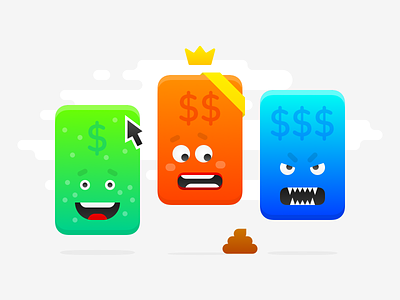Pricing pages: illustration art cards cute dollar sign funny funny character funny illustration icon icon design illustration money poo pricing pricing page pricing plan product design ui web design