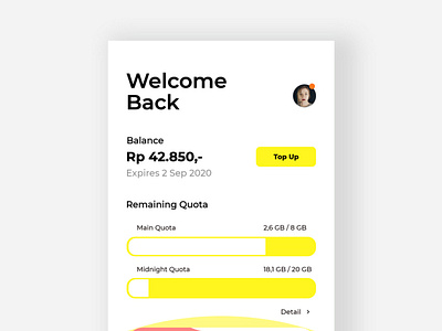 'Yellow' Quota Monitoring App - UI Design adobexd app design flat ui uidesign uiux ux vector