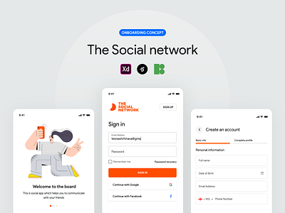 The social network - Onboarding concept adobe xd appconcept design icons8 lsgraphics onboarding sign in signup social network ui uiux ux wizard