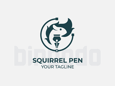 Squirrel Pen brand identity design designer graphic design icon illustration illustrator logo pen pencil squirrel vector