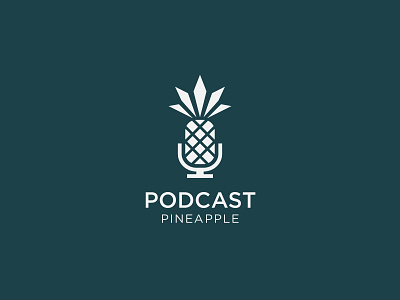 Podcast Pineapple Logo brand identity design fruit graphic design icon logo microphone pineapple podcast vector