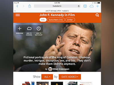 Movie channel concept - tablet ios 7 movies