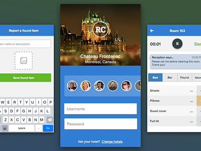 Hotel management screens – visual login