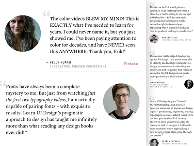 Testimonials from Learn UI Design