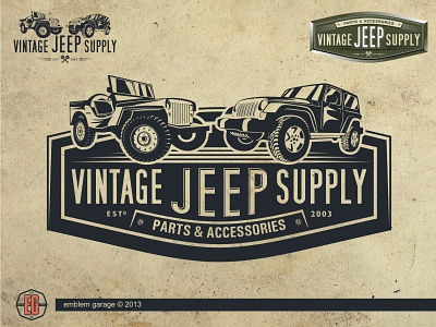 Vintage Jeep Supply crest emblem logo design