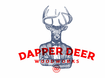 Dapper Deer branding deer etching hand drawn illustration logo design monogram old school scratchboard vector vintage