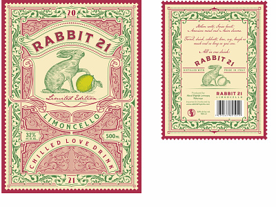Rabbit 21 design engraving hand drawn illustration label design old school vintage