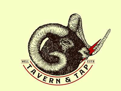 RAM emblem engraving hand drawn illustration old school ram vintage