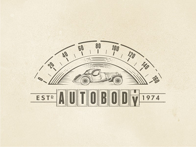 Autobody custom lettering emblem design illustration logo design old school typography vintage