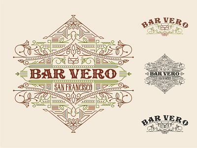 Bar Vero custom lettering emblem design illustration logo design old school typography vintage