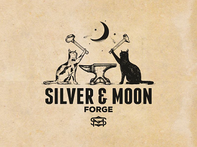 Silver Moon hand drawn illustration logo old school vector vintage
