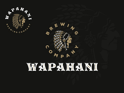Wapahani apache beer brewery logo hops illustration indian logo design old school vintage wheat