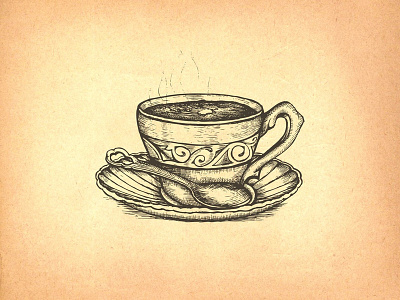 Coffee Break coffee design hand drawn hot illustration old school spoon vector art vintage