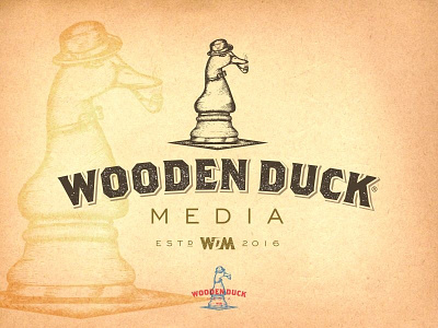 Wooden Duck chees duck hand drawn illustration logo design smart strategy vintage wood