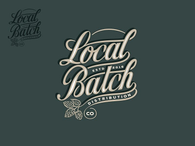 Local Batch beer brewing custom lettering hand drawn hops logo logo design old school typography vintage