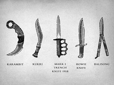 Knives blades illustration knife lineart old school sharp vintage