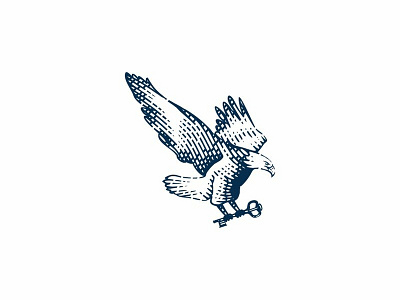 Eagle eagle engraving etching hand drawn illustration key logo design old school vector artwork vintage woodcut