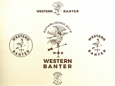 Western Banter arrow clouds emblem emblem design engrave engraved etching hand drawn illustration label line art logo design old school rooster scratchboard vector vector art vintage weather vane western