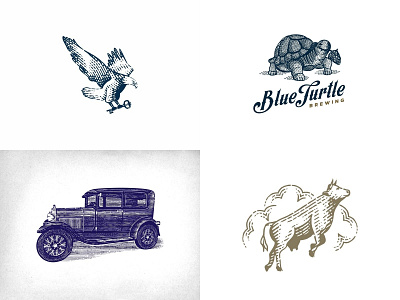 top 4 shots 2018 branding cow design dribbble eagle engraving etching ford hand drawn identity illustration logo design old car old school scratchboard top shots 2018 turtle vector vintage woodcut