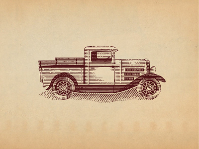 1934 Ford Truck branding car design engraving etching ford truck hand drawn illustration old school scratchboard vector vintage woodcuts