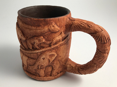 Wood carved animals mug carving drink wood