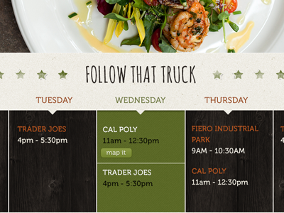 Follow The Truck amatic food museo schedule stamp stars wood