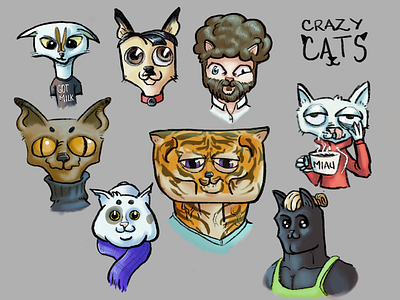 Crazy Cats cats character design digital painting illustration procreate