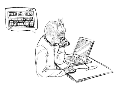 Werewolf coworker, minesweeper digital painting illustration minesweeper sketch sketches werewolf