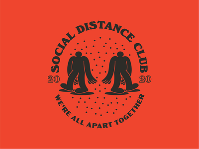 Social Distance Club apart badge character social distance social distance club together