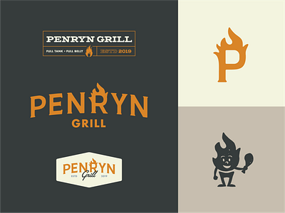 Penryn Grill branding character chicken flame grill penryn restaurant