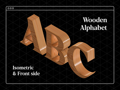 Free 3D Font – Wooden Isometric & Front-side Alphabet