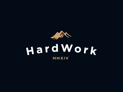 Hardwork logo mountain typography work