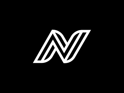 Letter N black and white geometry letter logo mark simple strong symbol typography