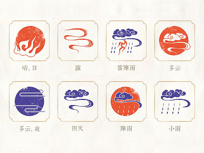 Weather Reader App Icon app china cloud fire icon lattice window moon rain sun weather