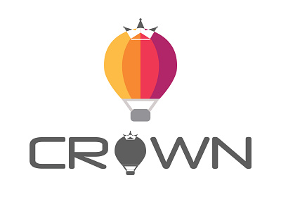 Crown Hot Air Balloon Logo corporate logo design creative logo hotairballoon logo design concept