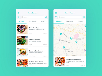 Restaurant List animation app food interface ios iphone map minimal mobile search ui ux