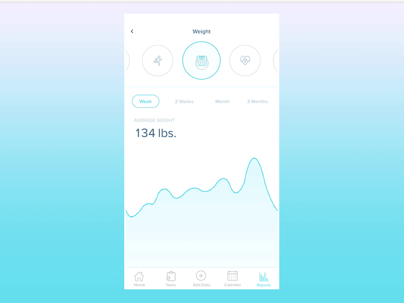 Reports Screen UI Animation animation app dashboard health interface ios iphone minimal mobile ui ux weight