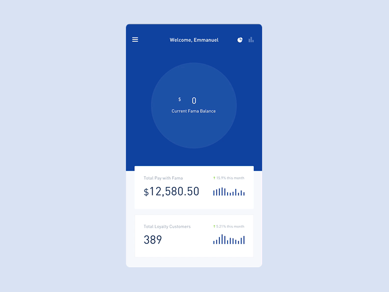 Fama Mobile Dashboard Interaction animation app application dashboard desktop finance graph interface minimal ui ux