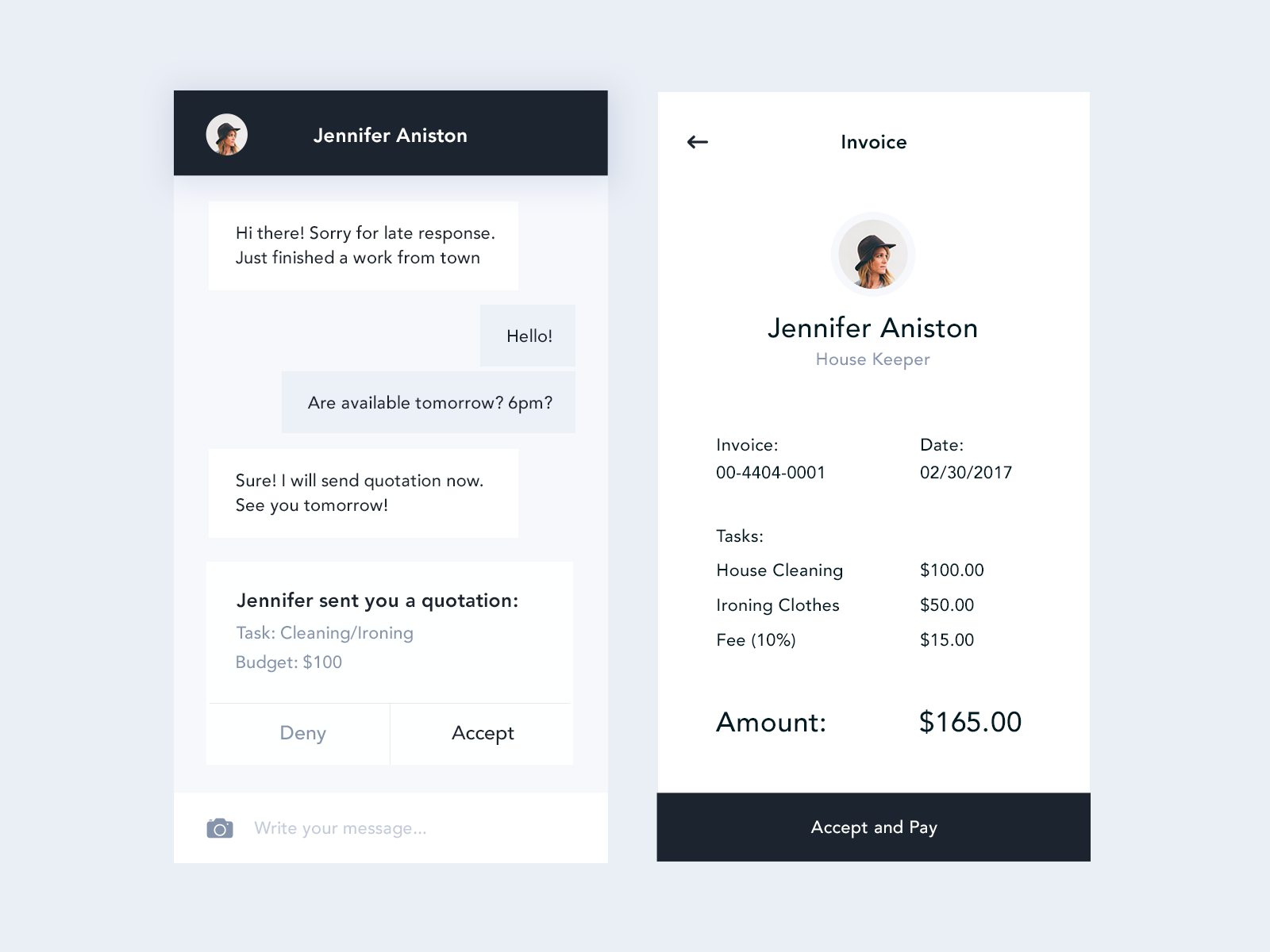 Chat and Invoice Job Listing App by Emmanuel Torres on Dribbble