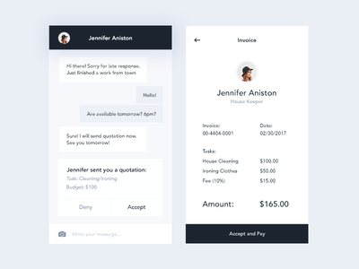Chat and Invoice (Job Listing App)