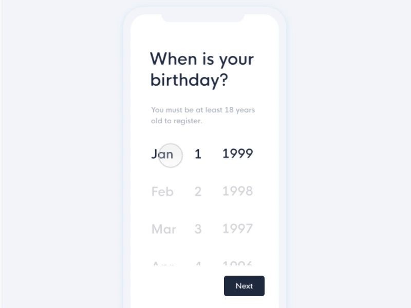 Calendar (Date Validation) birthday microcopy interaction ux ui date calendar error message form form validation