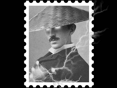 Postcard stamp 4 [ tesla ] design graphicdesign postcard stamp tesla