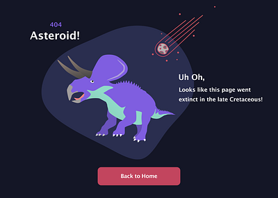 404 Page - Asteroid! 404 error 404 error page 404 page asteroids dinosaur triceratops ui