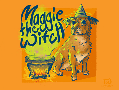Maggie the Witch 2020 dog dog illustration halloween illustration procreate witch
