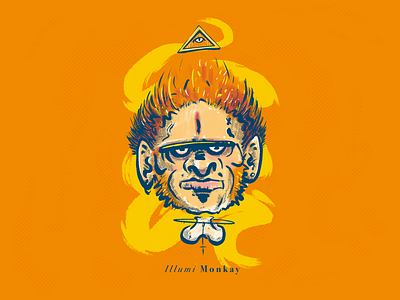 Illumi Monkay all seeing drawing illustration monkey orange procreate triangle