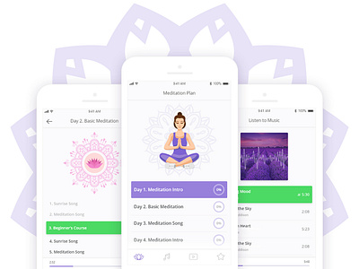 Meditation Mobile App by KateDro on Dribbble